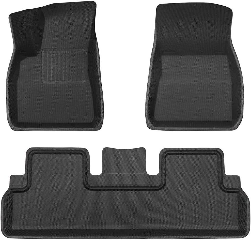 Full Set of TPE Floor Mats and Rear Trunk Cargo Tray for Tesla